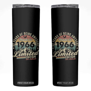 60th Birthday Made In 1966 Skinny Tumbler 60 Years Of Being Awesome Vintage Limited Edition TS11 Black Print Your Wear