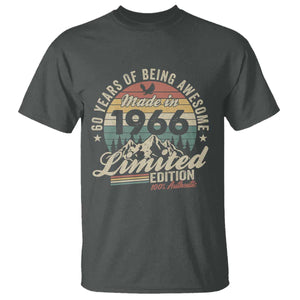 60th Birthday Made In 1966 T Shirt - 60 Years Of Being Awesome Vintage Limited Edition Tee TS11 Dark Heather Print Your Wear