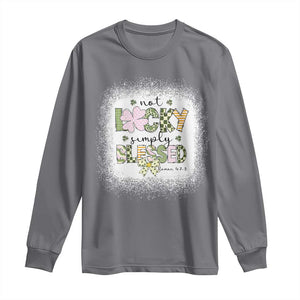 Not Lucky Simply Blessed Long Sleeve Shirt Blessed Christian Shamrocks St Patricks Day TS11 Charcoal Print Your Wear