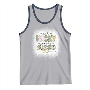 Not Lucky Simply Blessed Tank Top Blessed Christian Shamrocks St Patricks Day TS11 Athletic Heather Navy Print Your Wear