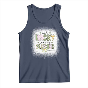 Not Lucky Simply Blessed Tank Top Blessed Christian Shamrocks St Patricks Day TS11 Navy Print Your Wear
