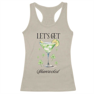 Funny Irish St Patrick's Day Cocktail Racerback Tank Top Let's Get Shamrocked Irish Festival TS11 Sand Print Your Wear