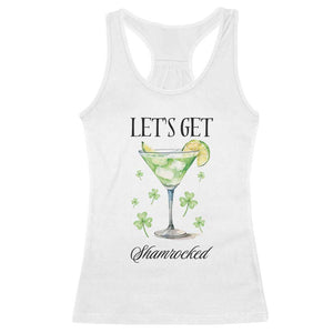 Funny Irish St Patrick's Day Cocktail Racerback Tank Top Let's Get Shamrocked Irish Festival TS11 White Print Your Wear
