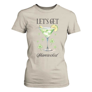 Funny Irish St Patrick's Day Cocktail T Shirt For Women Let's Get Shamrocked Irish Festival TS11 Sand Print Your Wear