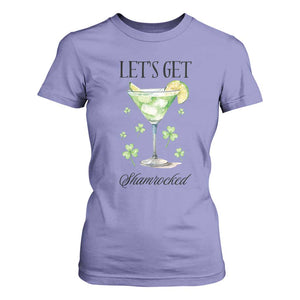 Funny Irish St Patrick's Day Cocktail T Shirt For Women Let's Get Shamrocked Irish Festival TS11 Violet Print Your Wear
