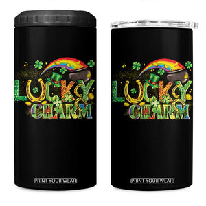 Funny St Patrick's Day Lucky Charm 4 in 1 Can Cooler Tumbler Rainbow Gold Pot Clover TS11 One Size: 16 oz Black Print Your Wear