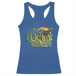 Funny St Patrick's Day Lucky Charm Racerback Tank Top Rainbow Gold Pot Clover TS11 Royal Blue Print Your Wear