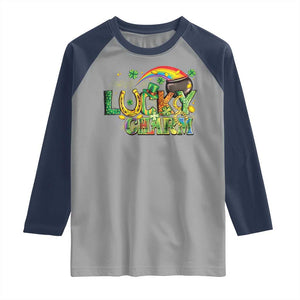 Funny St Patrick's Day Lucky Charm Raglan Shirt Rainbow Gold Pot Clover TS11 Sport Gray Navy Print Your Wear