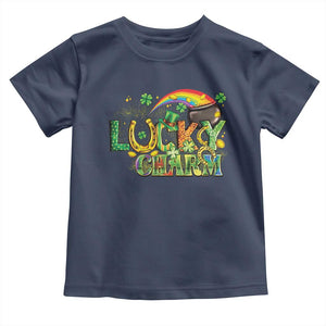Funny St Patrick's Day Lucky Charm Toddler T Shirt Rainbow Gold Pot Clover TS11 Navy Print Your Wear