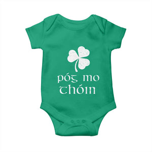 Funny Irish Pog Mo Thoin Baby Onesie St Patrick's Day Gaelic Saying Shamrock TS11 Irish Green Print Your Wear