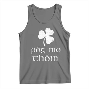 Funny Irish Pog Mo Thoin Tank Top St Patrick's Day Gaelic Saying Shamrock TS11 Black Heather Print Your Wear