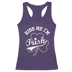 Funny Kiss Me I'm Irish St Patricks Day Racerback Tank Top Vintage Shamrock TS11 Purple Print Your Wear
