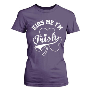 Funny Kiss Me I'm Irish St Patricks Day T Shirt For Women Vintage Shamrock TS11 Purple Print Your Wear