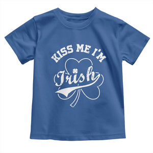 Funny Kiss Me I'm Irish St Patricks Day Toddler T Shirt Vintage Shamrock TS11 Royal Blue Print Your Wear
