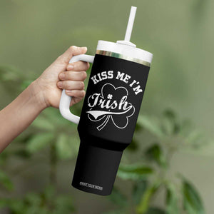 Funny Kiss Me I'm Irish St Patricks Day Tumbler With Handle Vintage Shamrock TS11 Print Your Wear