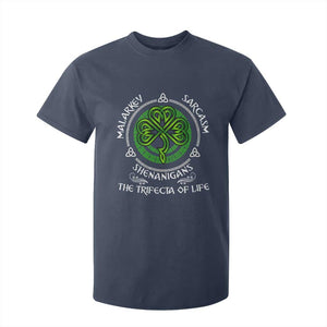 Funny St Patricks Day Irish Pride T Shirt For Kid Malarkey Sarcasm Shenanigans The Trifecta Of Life TS11 Navy Print Your Wear