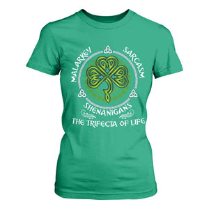 Funny St Patricks Day Irish Pride T Shirt For Women Malarkey Sarcasm Shenanigans The Trifecta Of Life TS11 Irish Green Print Your Wear