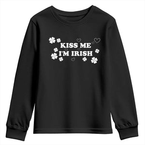 Funny Kiss Me I'm Irish St Patricks Day Youth Sweatshirt TS11 Black Print Your Wear
