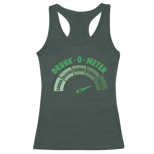 Funny Irish St. Patrick's Day Racerback Tank Top Drunk-O-Meter Drinking Party Shamrock TS11 Dark Forest Green Print Your Wear