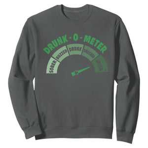 Funny Irish St. Patrick's Day Sweatshirt Drunk-O-Meter Drinking Party Shamrock TS11 Dark Heather Print Your Wear
