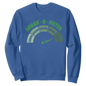 Funny Irish St. Patrick's Day Sweatshirt Drunk-O-Meter Drinking Party Shamrock TS11 Royal Blue Print Your Wear