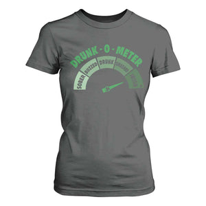 Funny Irish St. Patrick's Day T Shirt For Women Drunk-O-Meter Drinking Party Shamrock TS11 Dark Heather Print Your Wear