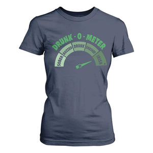 Funny Irish St. Patrick's Day T Shirt For Women Drunk-O-Meter Drinking Party Shamrock TS11 Navy Print Your Wear
