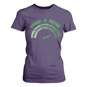 Funny Irish St. Patrick's Day T Shirt For Women Drunk-O-Meter Drinking Party Shamrock TS11 Purple Print Your Wear
