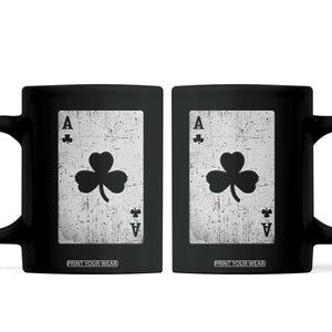 Funny St Patrick's Day Shamrock Clubs Poker Card Coffee Mug TS11 Black Print Your Wear