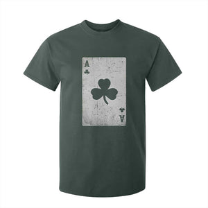 Funny St Patrick's Day Shamrock Clubs Poker Card T Shirt For Kid TS11 Dark Forest Green Print Your Wear