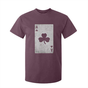 Funny St Patrick's Day Shamrock Clubs Poker Card T Shirt For Kid TS11 Maroon Print Your Wear