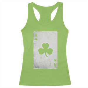 Funny St Patrick's Day Shamrock Clubs Poker Card Racerback Tank Top TS11 Lime Print Your Wear