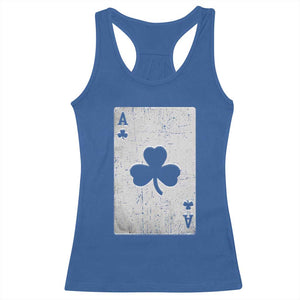 Funny St Patrick's Day Shamrock Clubs Poker Card Racerback Tank Top TS11 Royal Blue Print Your Wear