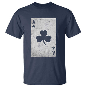 Funny St Patrick's Day Shamrock Clubs Poker Card T Shirt TS11 Navy Print Your Wear