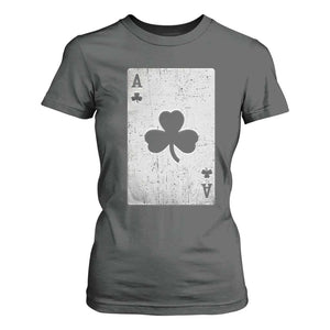 Funny St Patrick's Day Shamrock Clubs Poker Card T Shirt For Women TS11 Dark Heather Print Your Wear