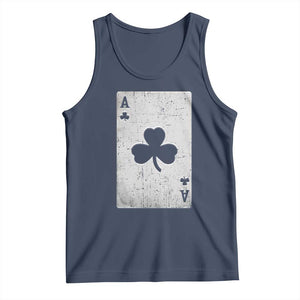 Funny St Patrick's Day Shamrock Clubs Poker Card Tank Top TS11 Navy Print Your Wear