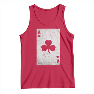 Funny St Patrick's Day Shamrock Clubs Poker Card Tank Top TS11 Red Print Your Wear