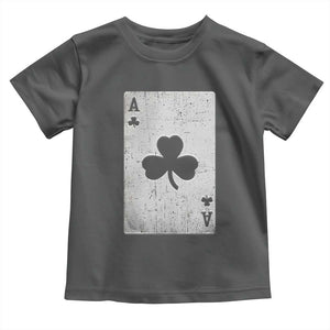 Funny St Patrick's Day Shamrock Clubs Poker Card Toddler T Shirt TS11 Dark Heather Print Your Wear