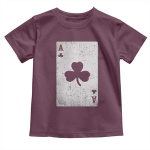 Funny St Patrick's Day Shamrock Clubs Poker Card Toddler T Shirt TS11 Maroon Print Your Wear