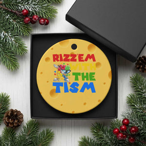 Funny Rizz Em With The Tism Ceramic Ornament Autism Awareness Dabbing Puzzle TS11 1pc Yellow Cheese Print Your Wear