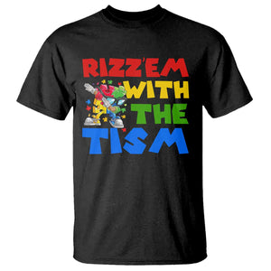 Funny Rizz Em With The Tism T Shirt Autism Awareness Dabbing Puzzle TS11 Black Print Your Wear