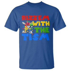 Funny Rizz Em With The Tism T Shirt Autism Awareness Dabbing Puzzle TS11 Royal Blue Print Your Wear