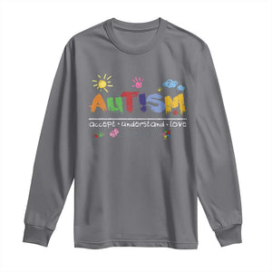Autism Acceptance Month Long Sleeve Shirt Autism Accept Understand Love SPED Teachers TS11 Charcoal Print Your Wear