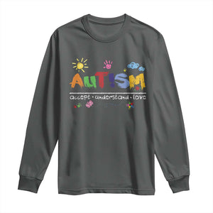 Autism Acceptance Month Long Sleeve Shirt Autism Accept Understand Love SPED Teachers TS11 Dark Heather Print Your Wear