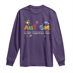 Autism Acceptance Month Long Sleeve Shirt Autism Accept Understand Love SPED Teachers TS11 Purple Print Your Wear