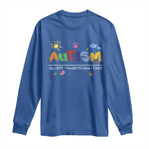 Autism Acceptance Month Long Sleeve Shirt Autism Accept Understand Love SPED Teachers TS11 Royal Blue Print Your Wear