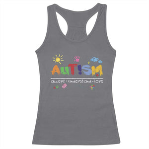 Autism Acceptance Month Racerback Tank Top Autism Accept Understand Love SPED Teachers TS11 Charcoal Print Your Wear