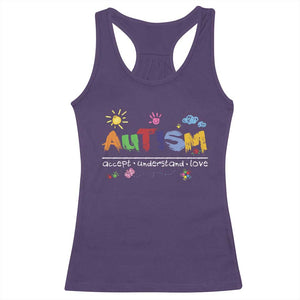 Autism Acceptance Month Racerback Tank Top Autism Accept Understand Love SPED Teachers TS11 Purple Print Your Wear