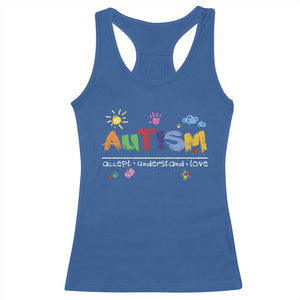 Autism Acceptance Month Racerback Tank Top Autism Accept Understand Love SPED Teachers TS11 Royal Blue Print Your Wear