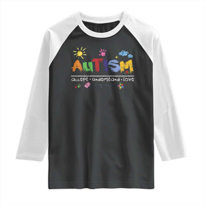 Autism Acceptance Month Raglan Shirt Autism Accept Understand Love SPED Teachers TS11 Black White Print Your Wear